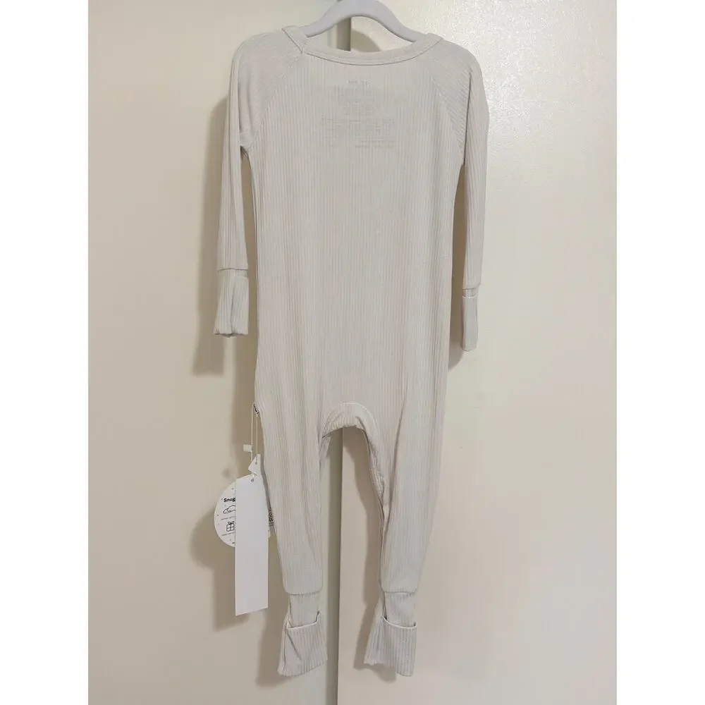 Little Sleepies NWT Ribbed Crescent Bamboo Zippy Pajama 6-12 Months  White Sand